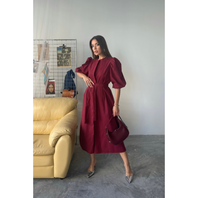 TENCEL KARPUZ KOL ELBİSE - Bordo TENCEL KARPUZ KOL ELBİSE - Bordo