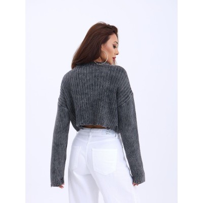 43191 TRİKO CROP KAZAK-SİYAH 43191 TRİKO CROP KAZAK-SİYAH