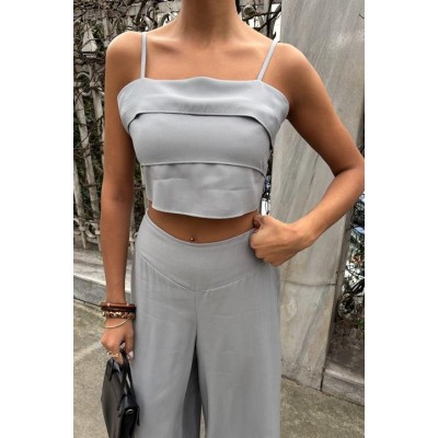 Crop Plazzo Pantolon Takım 10155-08 Crop Plazzo Pantolon Takım 10155-08