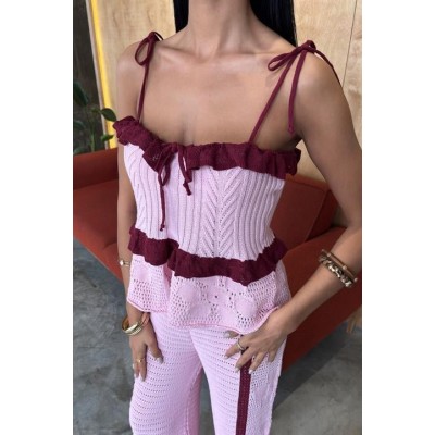 Askılı Bluz Pantolon Triko Takım 10114 Askılı Bluz Pantolon Triko Takım 10114