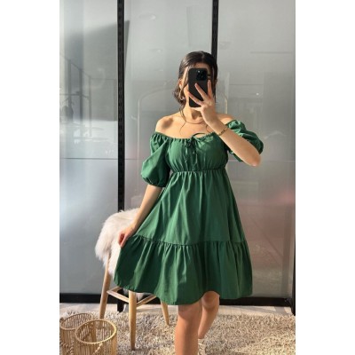2351 Kloş Poplin Elbise - Y.Zümrüt 2351 Kloş Poplin Elbise - Y.Zümrüt