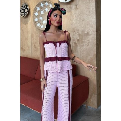 Askılı Bluz Pantolon Triko Takım 10114 Askılı Bluz Pantolon Triko Takım 10114