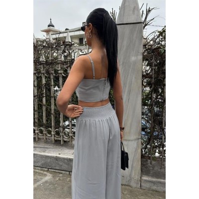 Crop Plazzo Pantolon Takım 10155-08 Crop Plazzo Pantolon Takım 10155-08