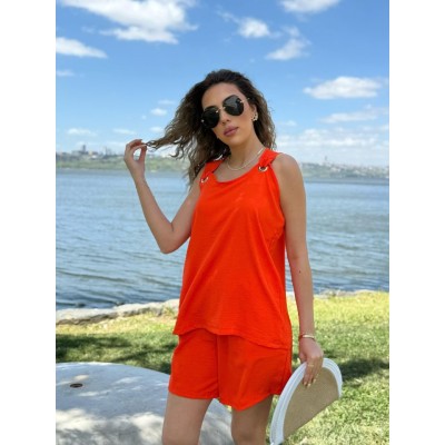 Kadın Kolsuz V Yaka Kuş Gözü Detay Bluz Short Aerobin Ikili Takım Kadın Kolsuz V Yaka Kuş Gözü Detay Bluz Short Aerobin Ikili Takım