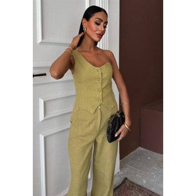 Tek Omuz Büstiyer Plazzo Pantolon Viscon Takım 10159 Tek Omuz Büstiyer Plazzo Pantolon Viscon Takım 10159