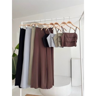 Crop Plazzo Pantolon Takım 10155-08 Crop Plazzo Pantolon Takım 10155-08
