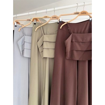 Crop Plazzo Pantolon Takım 10155-08 Crop Plazzo Pantolon Takım 10155-08