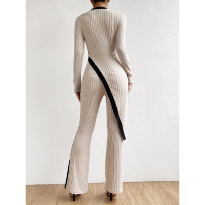 Kadın Uzun Kollu Bisiklet Yaka Asimetrik Kesim Bluz şardonlu Kaşkorse Bluz Ve Pantolon Ikili Takım Kadın Uzun Kollu Bisiklet Yaka Asimetrik Kesim Bluz şardonlu Kaşkorse Bluz Ve Pantolon Ikili Takım