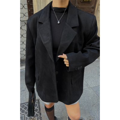 SÜET BLAZER CEKET 3 DÜĞME - Siyah SÜET BLAZER CEKET 3 DÜĞME - Siyah