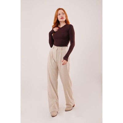 Premium Model Oturtmalı Krem Pantolon Premium Model Oturtmalı Krem Pantolon