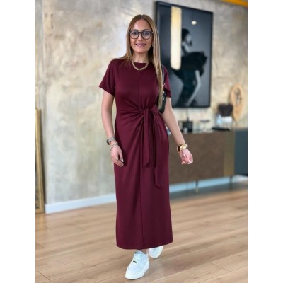 Kadın Kısa Kollu Bisiklet Yaka Yandan Bağlamalı Viskon Iki Iplik Elbise Kadın Kısa Kollu Bisiklet Yaka Yandan Bağlamalı Viskon Iki Iplik Elbise