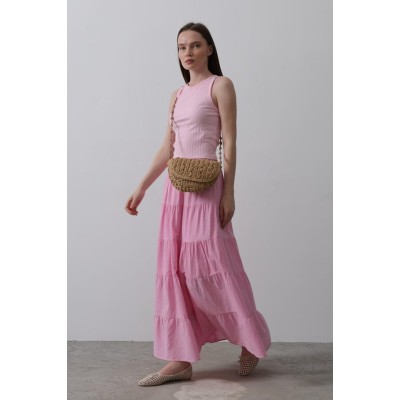 KAT KAT KETEN ETEK - Şeker Pembe KAT KAT KETEN ETEK - Şeker Pembe
