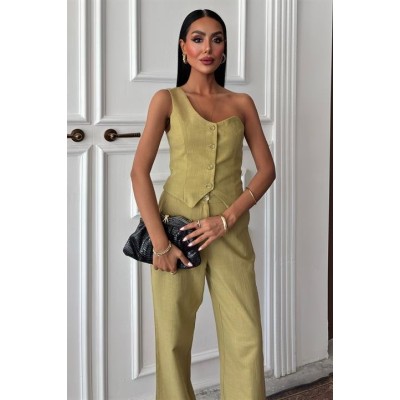 Tek Omuz Büstiyer Plazzo Pantolon Viscon Takım 10159 Tek Omuz Büstiyer Plazzo Pantolon Viscon Takım 10159