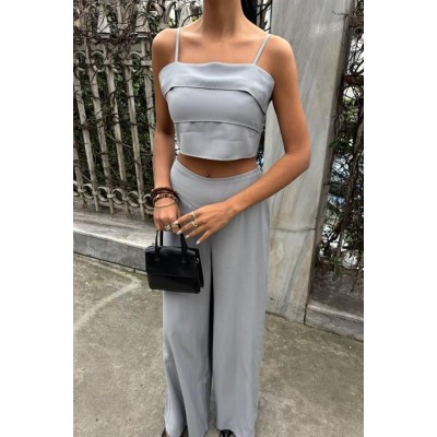 Crop Plazzo Pantolon Takım 10155-08 Crop Plazzo Pantolon Takım 10155-08
