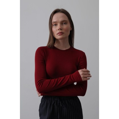 Uzun Kol Crop Top - Bordo Uzun Kol Crop Top - Bordo