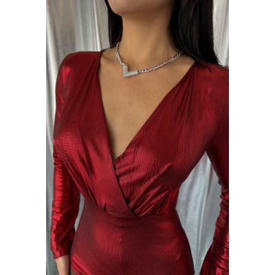 PARLAK KRUVAZE BODYSUİT - Bordo PARLAK KRUVAZE BODYSUİT - Bordo