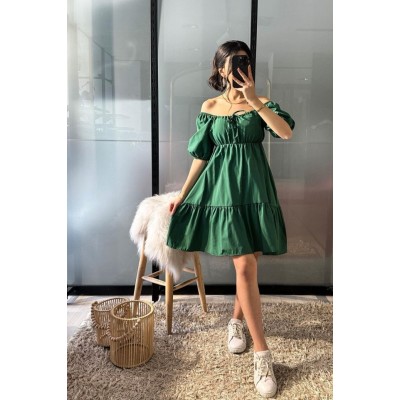2351 Kloş Poplin Elbise - Y.Zümrüt 2351 Kloş Poplin Elbise - Y.Zümrüt