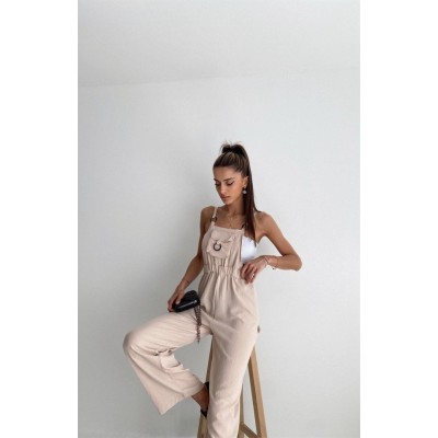 7023 Askılı Bahçıvan Tulum - Bej 7023 Askılı Bahçıvan Tulum - Bej
