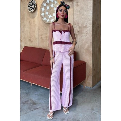 Askılı Bluz Pantolon Triko Takım 10114 Askılı Bluz Pantolon Triko Takım 10114