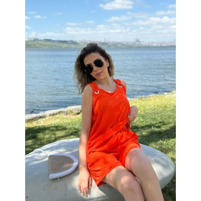 Kadın Kolsuz V Yaka Kuş Gözü Detay Bluz Short Aerobin Ikili Takım Kadın Kolsuz V Yaka Kuş Gözü Detay Bluz Short Aerobin Ikili Takım