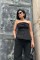 Siyah Straplez Düğmeli Crop Ve Pantolon Takım Siyah Straplez Düğmeli Crop Ve Pantolon Takım
