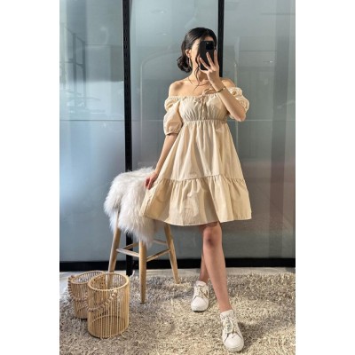 2351 Kloş Poplin Elbise - Krem 2351 Kloş Poplin Elbise - Krem