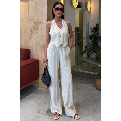 Halter Yaka Yelekli Modal Takım 10144 Halter Yaka Yelekli Modal Takım 10144