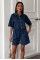 Taş Detaylı Gömlek Şort Denim Takım 10175 Taş Detaylı Gömlek Şort Denim Takım 10175