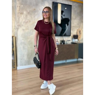 Kadın Kısa Kollu Bisiklet Yaka Yandan Bağlamalı Viskon Iki Iplik Elbise Kadın Kısa Kollu Bisiklet Yaka Yandan Bağlamalı Viskon Iki Iplik Elbise