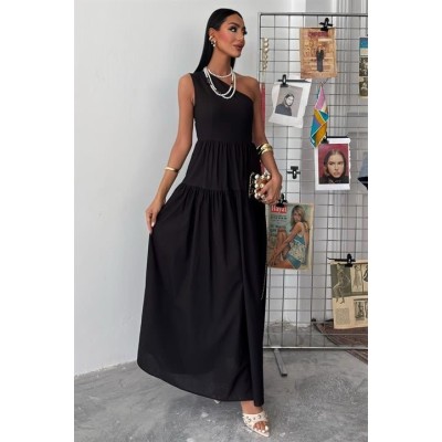 Tek Omuzlu Pile Detay Maxi Elbise 2895 Tek Omuzlu Pile Detay Maxi Elbise 2895