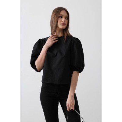 Sırtı Fiyonk Bağlamalı Bluz - Siyah Sırtı Fiyonk Bağlamalı Bluz - Siyah
