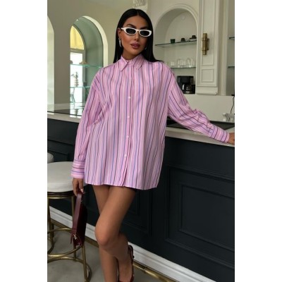 Çizgili Pembe Poplin Gömlek 3451 Çizgili Pembe Poplin Gömlek 3451