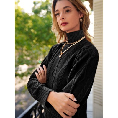 Loren Yünlü Motifli Midi Boy Triko Elbise Loren Yünlü Motifli Midi Boy Triko Elbise