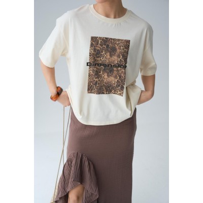 Leopar Baskı T-Shirt - Ekru Leopar Baskı T-Shirt - Ekru