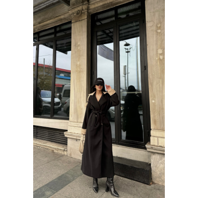 KABAN YAKA VE MANŞET BEJ RENKLİ - Siyah KABAN YAKA VE MANŞET BEJ RENKLİ - Siyah