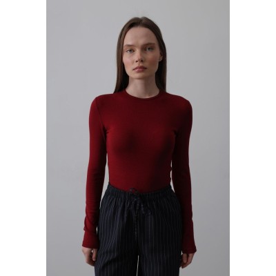 Uzun Kol Crop Top - Bordo Uzun Kol Crop Top - Bordo