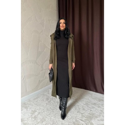 Haki Arkası Yazılı Hırka Haki Arkası Yazılı Hırka