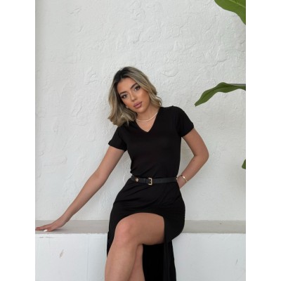 Kadın Kısa Kollu V Yaka Maxi Boy Elbise 124 Cm Kadın Kısa Kollu V Yaka Maxi Boy Elbise 124 Cm