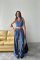 TENCEL CROP KOLSUZ GÖMLEK - PANTOLON TAKIM - İndigo TENCEL CROP KOLSUZ GÖMLEK - PANTOLON TAKIM - İndigo