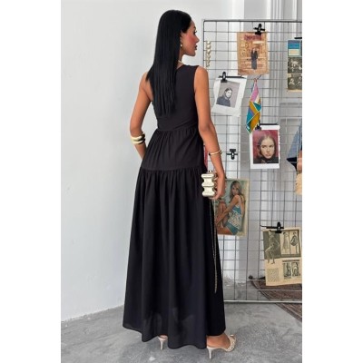 Tek Omuzlu Pile Detay Maxi Elbise 2895 Tek Omuzlu Pile Detay Maxi Elbise 2895