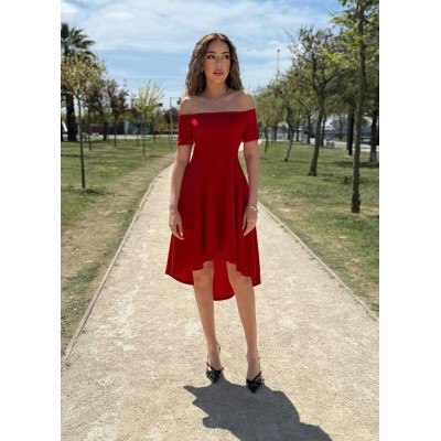 Kadın Kısa Kollu Madonna Yaka önü Kısa Arkası Uzun Ithal Krep Elbise Kadın Kısa Kollu Madonna Yaka önü Kısa Arkası Uzun Ithal Krep Elbise