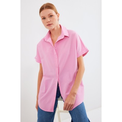 20120 Oversize Kısa Kollu Gömlek - Pembe 20120 Oversize Kısa Kollu Gömlek - Pembe