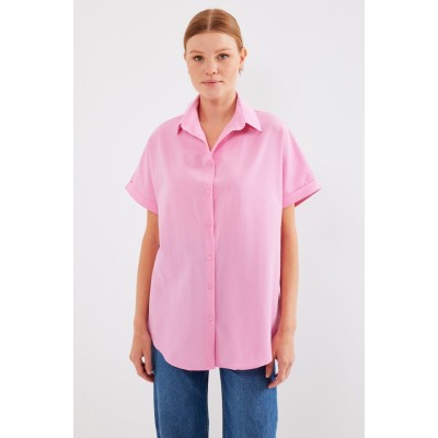 20120 Oversize Kısa Kollu Gömlek - Pembe 20120 Oversize Kısa Kollu Gömlek - Pembe