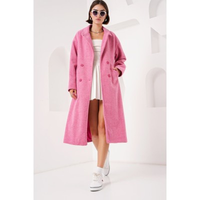 Fuşya Oversize Geniş Kesim Yünlü Uzun Kaşe Kaban 9113 Fuşya Oversize Geniş Kesim Yünlü Uzun Kaşe Kaban 9113
