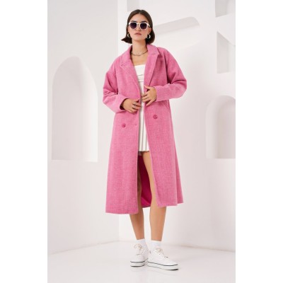 Fuşya Oversize Geniş Kesim Yünlü Uzun Kaşe Kaban 9113 Fuşya Oversize Geniş Kesim Yünlü Uzun Kaşe Kaban 9113