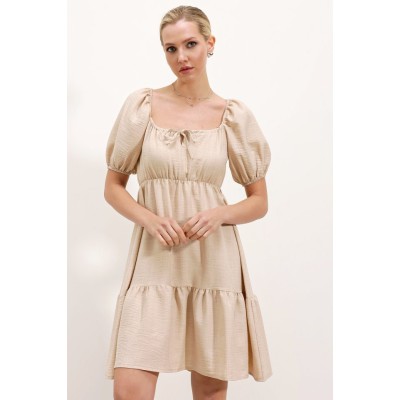 2351 Kloş Poplin Elbise - Krem 2351 Kloş Poplin Elbise - Krem