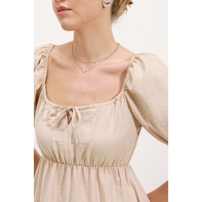 2351 Kloş Poplin Elbise - Krem 2351 Kloş Poplin Elbise - Krem