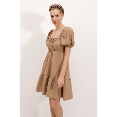 2351 Kloş Poplin Elbise - Camel 2351 Kloş Poplin Elbise - Camel