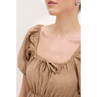 2351 Kloş Poplin Elbise - Camel 2351 Kloş Poplin Elbise - Camel