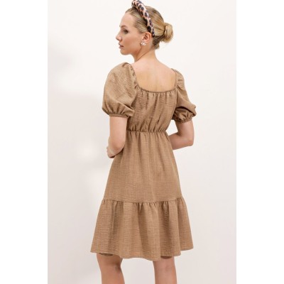 2351 Kloş Poplin Elbise - Camel 2351 Kloş Poplin Elbise - Camel